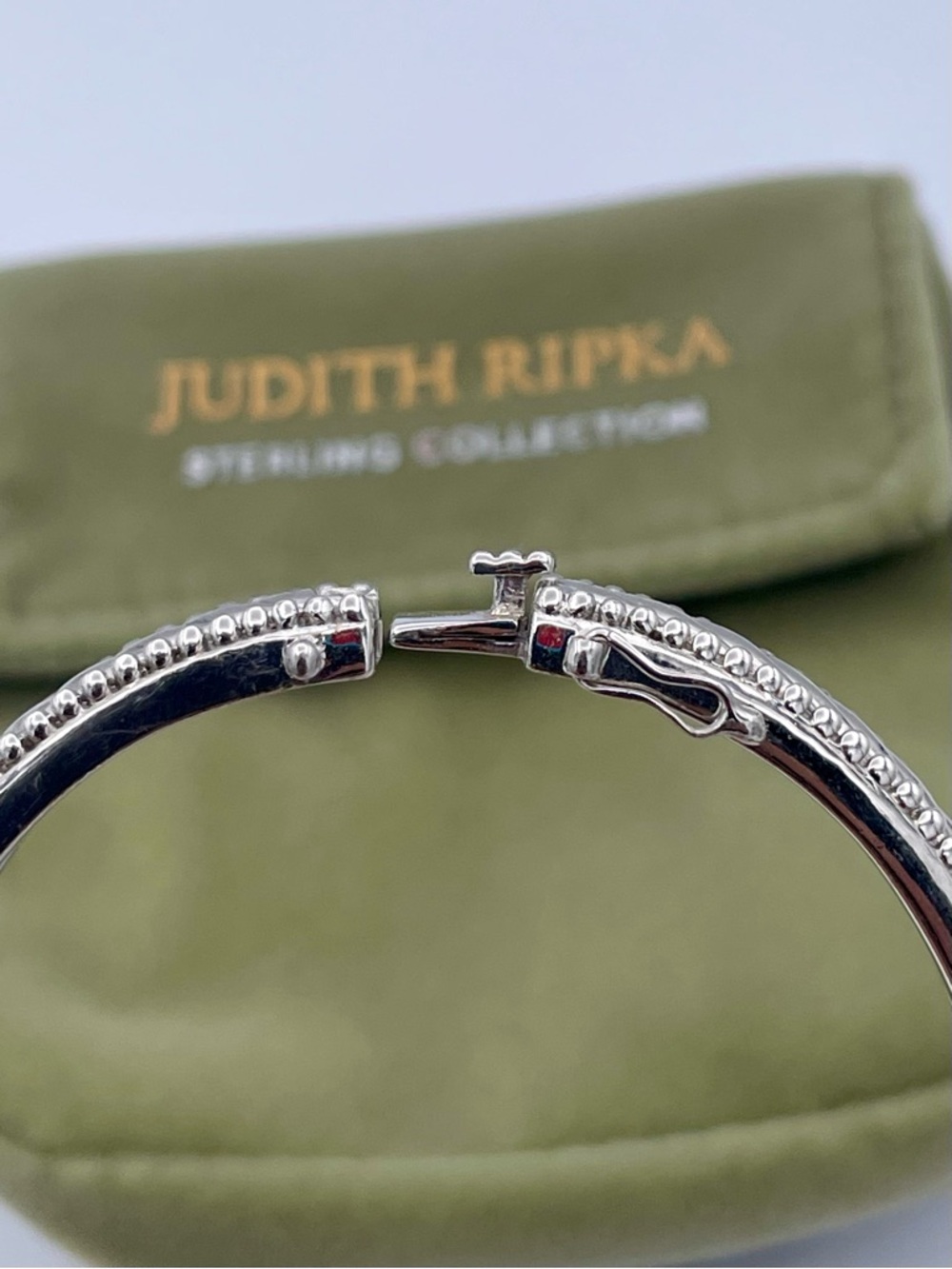 Judith Ripka Sterling Silver 925 Hinged Bangle Twisted Cable Oval Bracelet 34.1g - Picture 6 of 12
